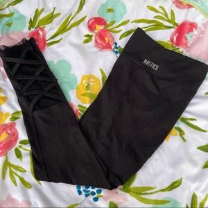 📚4/$20 JUSTICE Crisscross cutout mesh leggings